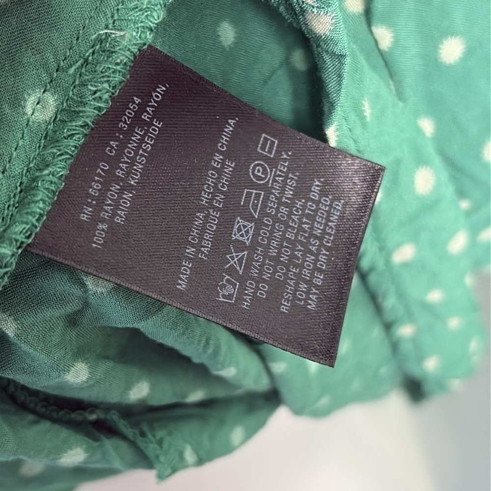 ANTHROPOLOGIE Maeve Green Asbury Polkadot Blouse Large - Picture 7 of 8